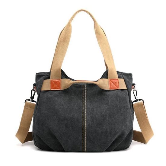Sac à Main Femme En Toile Rose - Grand Cabas Décontracté Bandoulière Avec Poche Intérieure