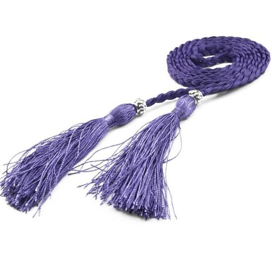 Wambere Ceinture Tressée à Franges Et Pompons Pour Femme - Cordon De Taille Fine - Vert Armée - 168cm