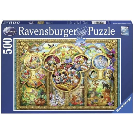 Puzzle 500 pièces - Famille Disney - Ravensburger - Jaune Marron Rouge - A partir de 7 ans