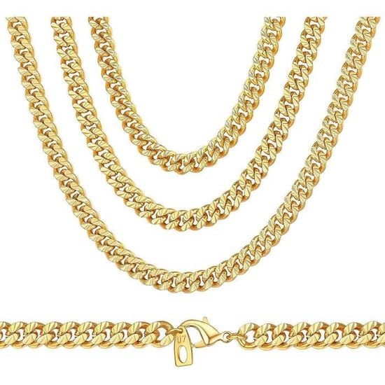 Collier Chaîne Cubaine Homme KEQAR 50cm - Bijou Hip Hop Acier Inoxydable Argenté Robuste