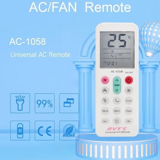 Remplacement Télécommande Gree Fyearfly Télécommande Universelle Climatiseur - Compatible Airwell Electra Gree - A415/RC08B Remplacement Climatiseur - 3
