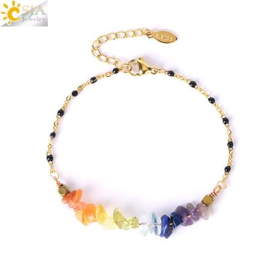 Bracelets En Pierres Naturelles Pour Femmes 7 Chakra De Guérison Tressé