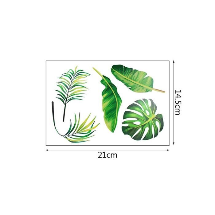 Autocollant Mural Feuilles Vertes HPNIUB - Décoration Détachable, Vinyle, Pour Chambre Ou Salon