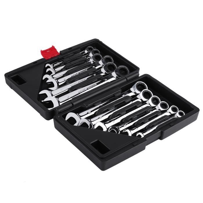 Outil de réparation de clé- Jeu d'outils de clés à cliquet Clés à fourche 8-19mm Garage-FUT
