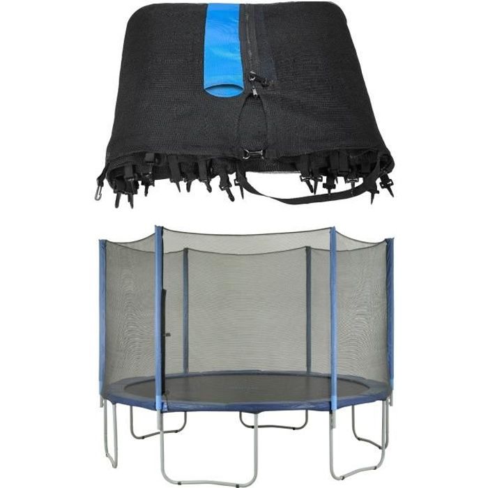 Filet de Sécurité de Remplacement pour Trampoline Rond 4.3 m - Bord Extérieur - 8 Poteaux Droits (poteaux non inclus)