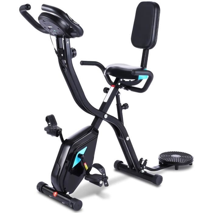 Profun Vélo d'Appartement Pliable Vélo de Fitness 10 Niveaux de Résistance Magnétique& Siège Large et Confortable, Vélo d'exercice à