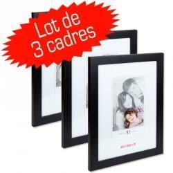 Lot de 3 Cadres photo en Bois Noir 13x18 cm