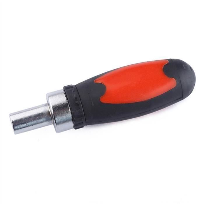 1-4 - tournevis poignée Clé portable multi-fonctionnelle Poignée Bit portefeuille Hexagonal tournevis (rouge et noir)