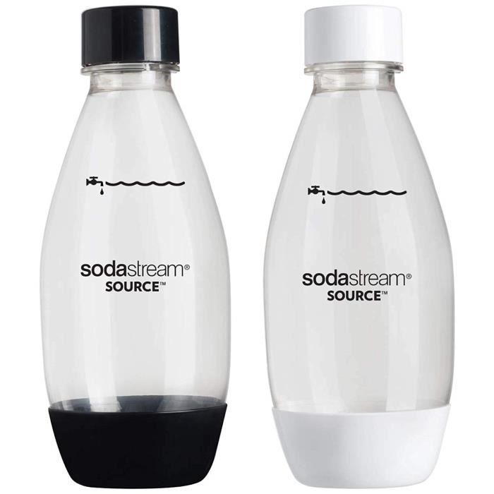sodastream 3000047 Lot de 2 Bouteilles pour Machine à Soda Pet Blanc-Noir 0,5 L