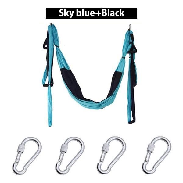 Accessoires Fitness - Musculation,Chaude 6 poignées Anti gravité Yoga hamac trapèze maison gymnastique - Type Sky blue with Black
