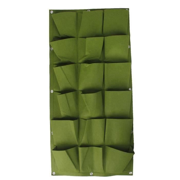 PLANTOIR 18 Poche Pendaison Sac De Planteur De Mur De La Cour Vertical Herbe Intérieur-Extérieur Pot Grn Bo30122