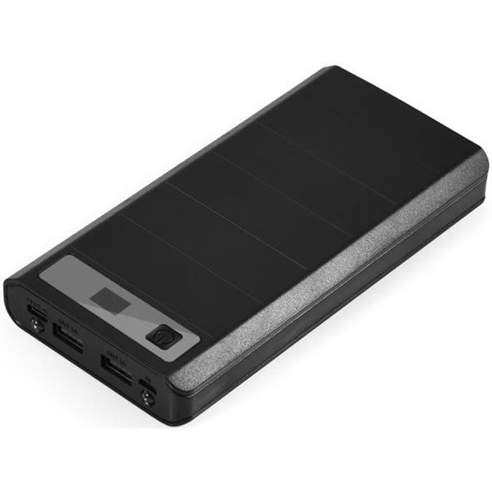 banque de batteries 20000mAh 8 x 18650 Batteries Power Bank Kit Case Shell Dual USB + Type-C + Micro USB Port Noir
