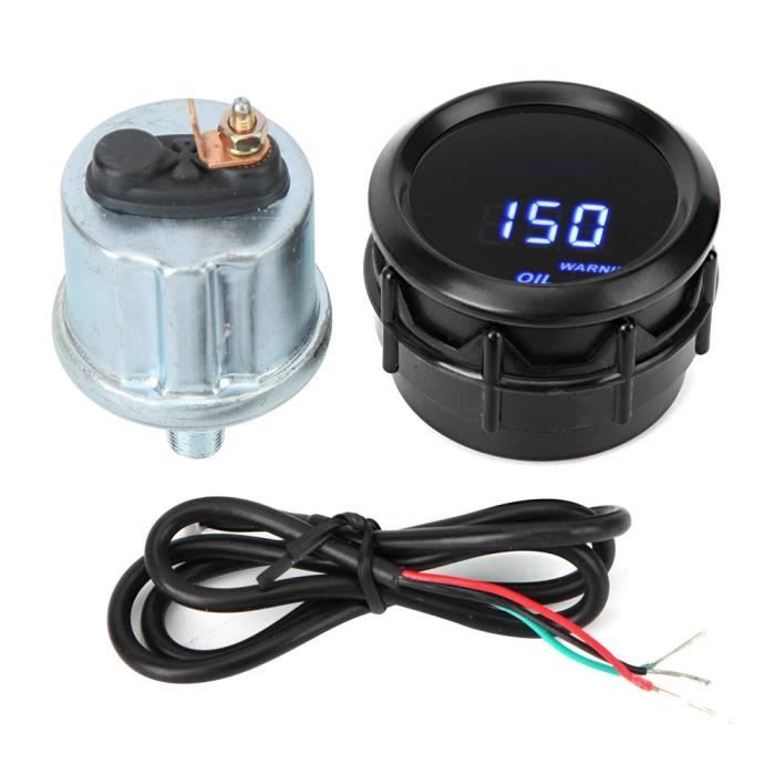 Garosa jauge de pression d'huile de voiture Manomètre numérique de pression d'huile 2in 52mm LED manomètre 12V 1 / 8NPT 0 ~