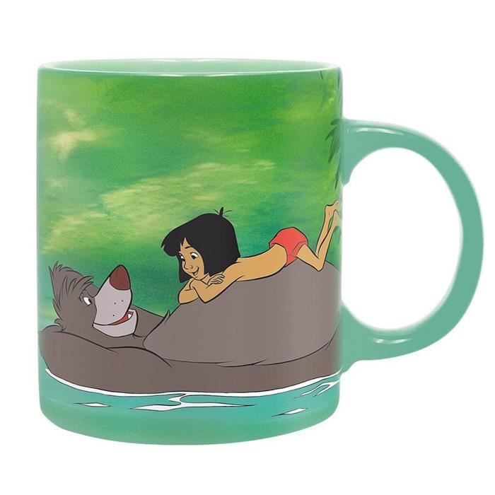 Tasse Disney Le Livre de la ju Mowgli et Baloo turquoise, imprimé, en céramique, capacité env. 320 ml., emballage cadeau. 9,5 cm