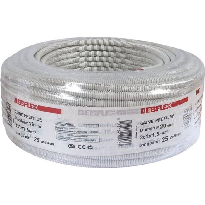 GAINE ICTA D.20 PRECABLE 3X2,5 POUR PRISES ET CIRCULATION CHAUFFAGE