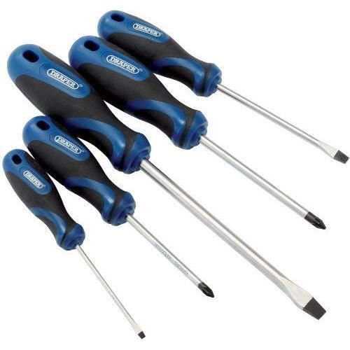 Draper 09783 Jeu de 5 tournevis avec manche Soft Grip
