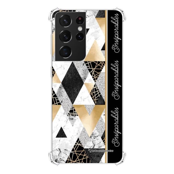 Coque pour Samsung Galaxy S21 Ultra 5G anti-choc souple angles renforcés transparente Marbre Noir Inséparables La Coque Francaise
