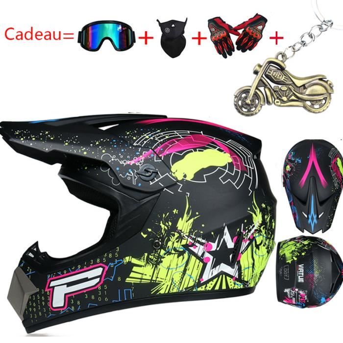 Casque Moto Enfant Casque de Marque Motocross Racing Armure complète Casque mat intégral Pleine Couverture Casque Hors-Route