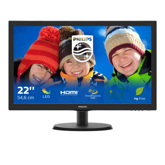 PHILIPS Moniteur LCD V-line 223V5LHSB2 54,6 cm (21,5-) Full HD LED - 16:9 - Noir Brossé - Réso 1920 x 1080 - 16,7 Millions de coul