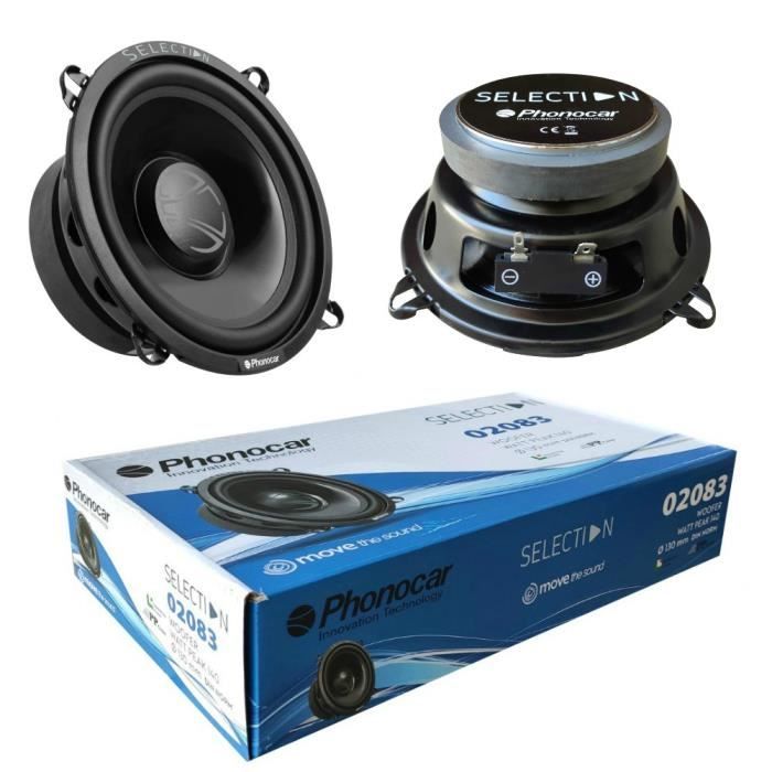 2 PHONOCAR 02083 haut-parleurs woofer 13,00 cm 130 mm 5- de diamètre 50 watts rms 140 watts max 4 ohms 90 db spl voiture, la paire