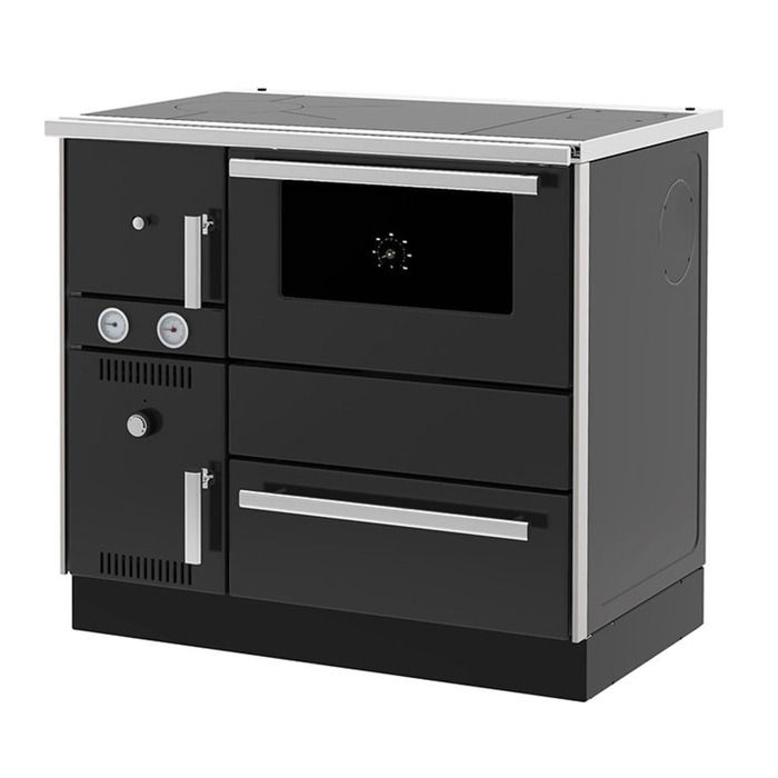 Cuisinière Bois Chauffage (7,44 kW) + Bouilleur (20,1 kW) Sannover 27 kW Noir