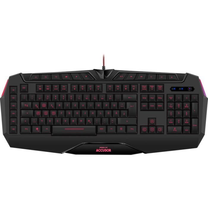 SPEEDLINK ACCUSOR, Standard, Avec fil, USB, Clavier à membrane, LED, Noir, Rouge