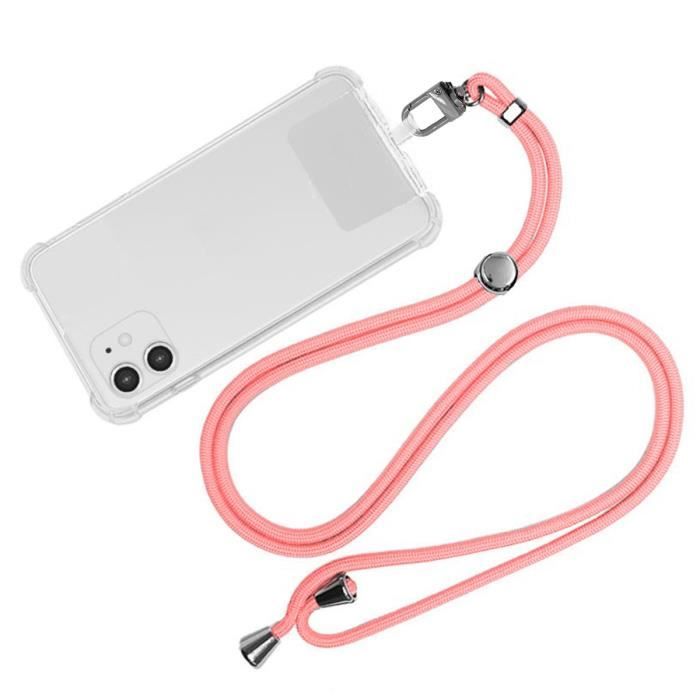Tour de cou et cordon telephone universel rose pastel