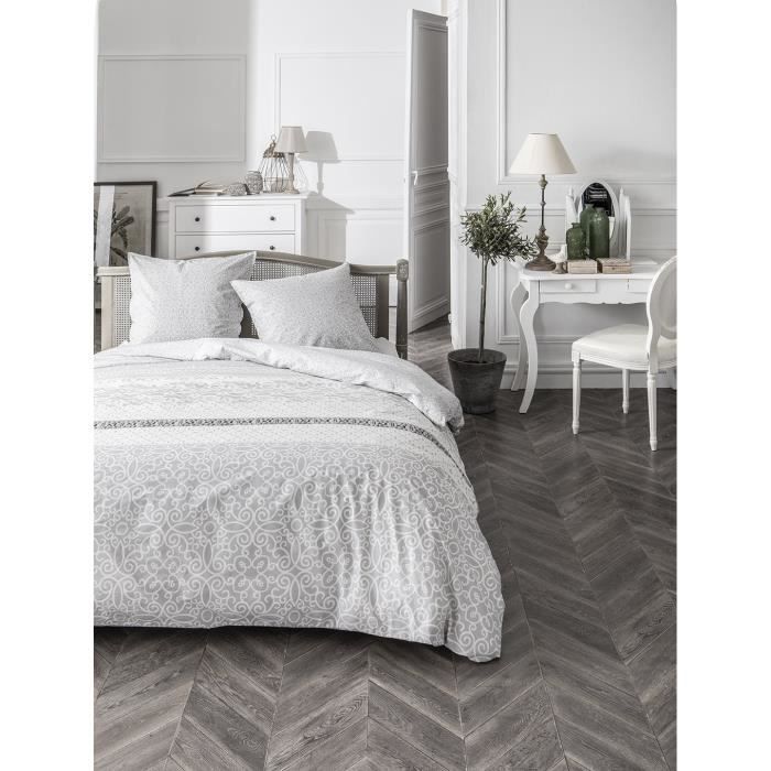 TODAY Parure de lit Mawira 1.7 - 1 housse de couette 220 x 240 cm et 2 taies d'oreiller 63 x 63 cm - 100% coton - Blanc TODAY