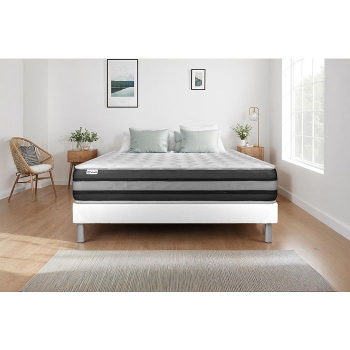 Matelas 180x200 VITALSPRING ZEN Ressorts ensachés et Mémoire de forme - 26 cm - Ferme - 5 zones de confort