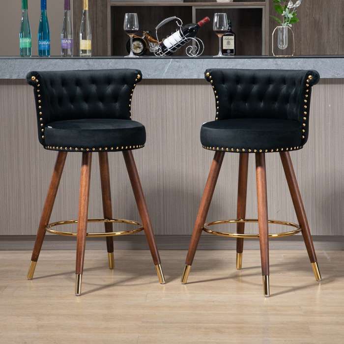 Lot de 2 Tabouret de Bar Design Chaise Haute pour Bar Bistro siège en  Velours avec Repose-Pieds Cadre en métal,Beige - Cdiscount Maison