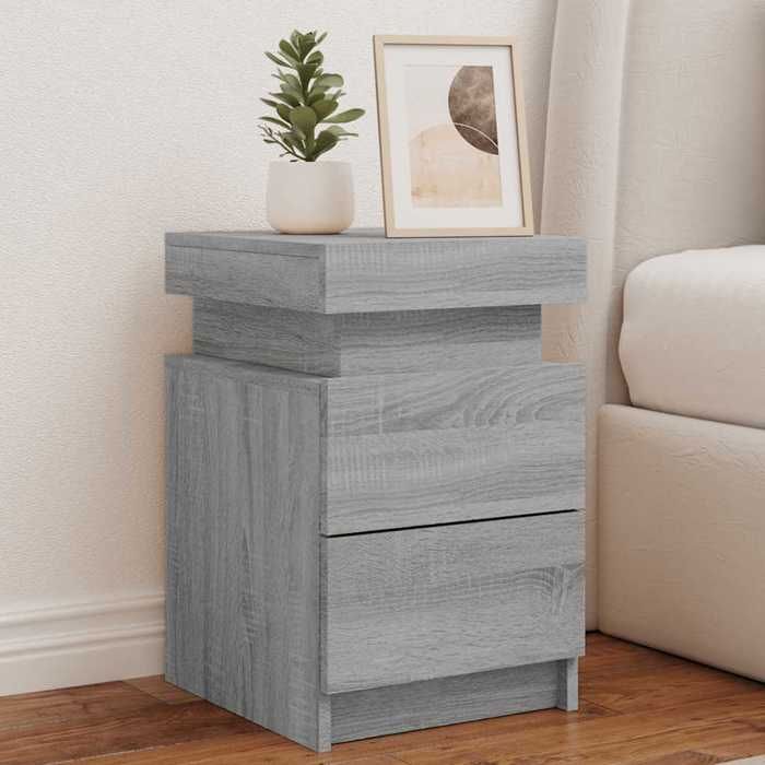 2 Tables De Chevet Avec LED RGB - Armoires De Nuit Avec Rangement, Blanc Brillant - Moderne 60x35x40 Cm
