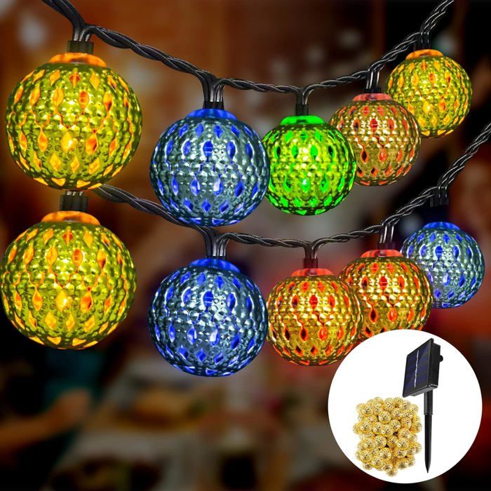Guirlande Lumineuse Solaire 12m 100 LED - 8 Modes Étanche IP44 Pour Jardin Balcon Noël