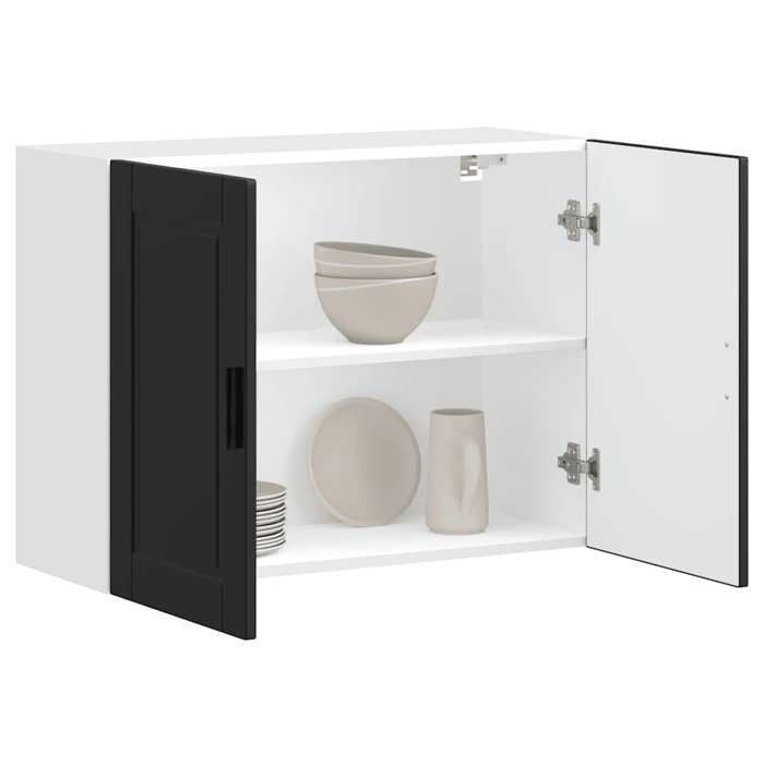 vidaXL Armoire murale de cuisine Porto noir bois dingénierie meuble mural de cuisine armoire pour mur de cuisine armoire 854068