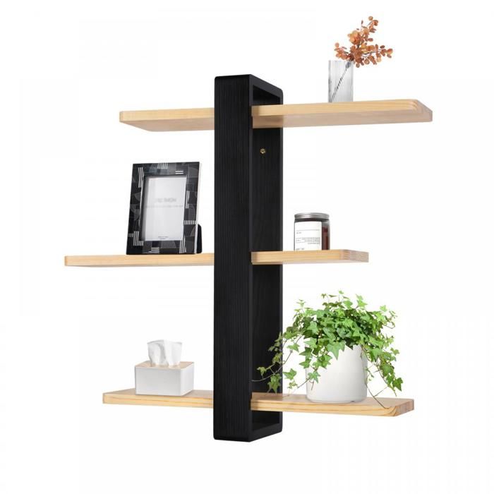 B.LIVEM Étagère Murale Longue en Bois Étagère Flottante Ajustable 50 x 58 cm Organisateur pour Cuisine Salle de Bain Bureau