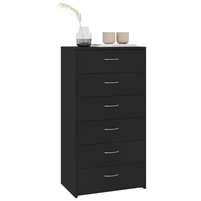 Bon plan Buffet bahut vaisselier - JILI HOT - Buffet avec 6 tiroirs - Noir 50x34x96cm - Bois dingénierie - commode Salon/Cuisine