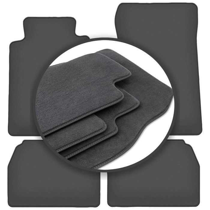 Tapis De Sol Velours Noir Pour Mercedes 190 W201 (1982-1993) - Épaisseur 8 Mm - Set De 4 Pièces - Qualité Supérieure