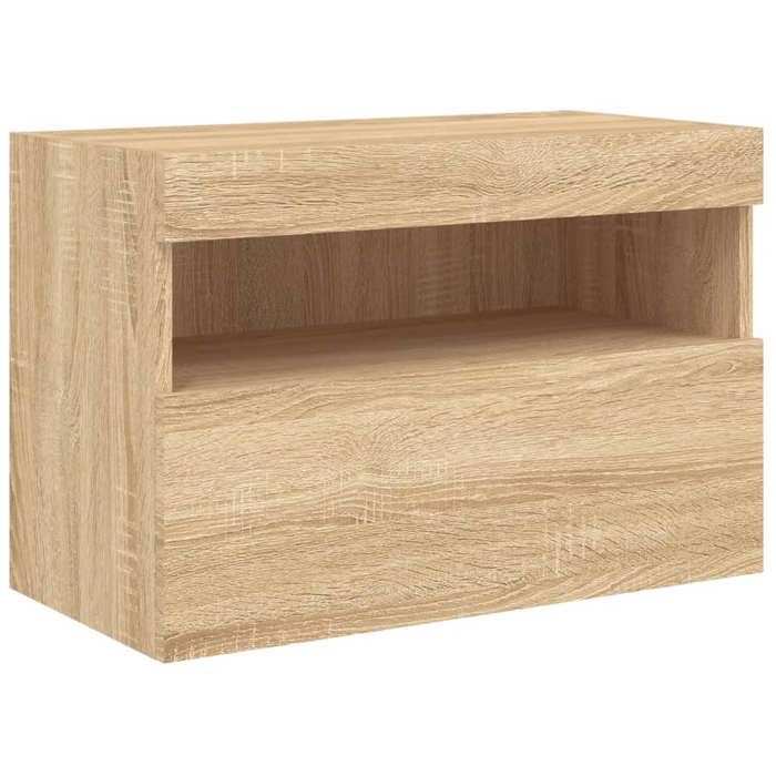 Meuble TV mural - mango - avec éclairage LED - Chêne sonoma - 60x30x40 cm M4372