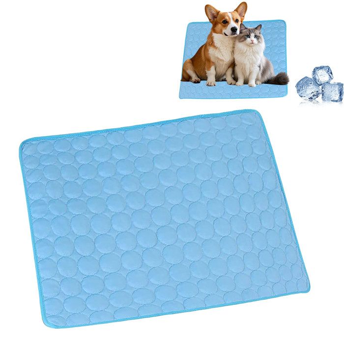 Comparer les prix de Tapis Rafraîchissant Chat Bleu L 70x55cm Auto-Refroidissant pour Animaux Jusqu’à 15kg – Coussin Été Chien Chat en Tissu Oxford Anti