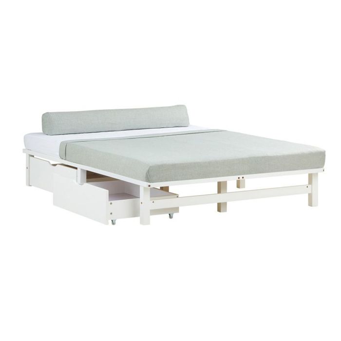 Petit lit double 140x200 matelas 2 tiroirs blanc Petit lit double 140x200 matelas 2 tiroirs blanc