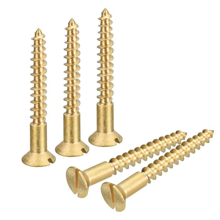 YSFMODE-Laiton Bois Vis,25Pcs M4X30Mm Fente Entraînement Plat Tête Auto
