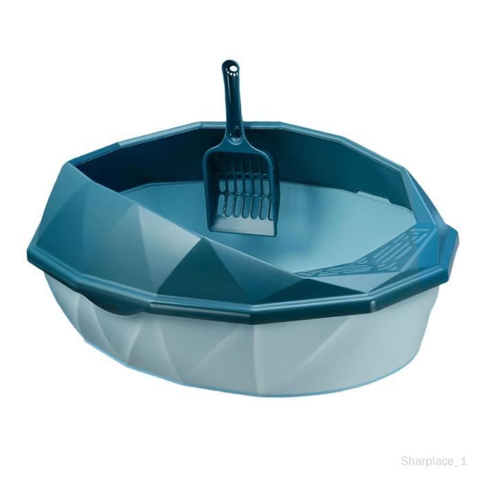 Bac à litière - Non spécifié - 48 cm x 38 cm x 20 cm - Bleu - Semi-fermé - Avec cuillère Multicolore BAC A LITIERE