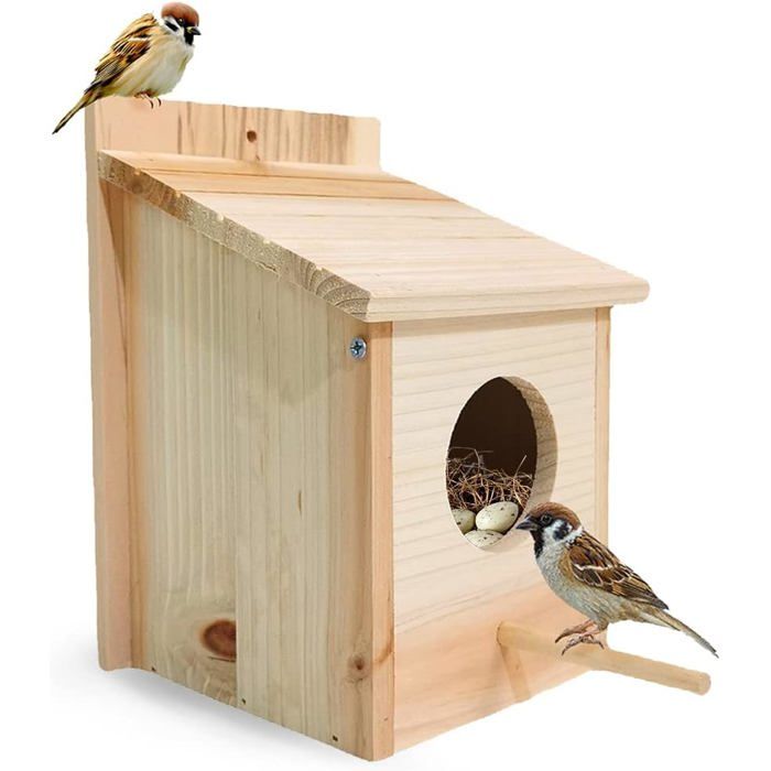 Comparer les prix de Nichoir Oiseaux Exterieur Original Cabane Oiseaux en Bois Exterieur Nid Oiseau Canari Nichoirs à Oiseaux Sauvages Nichoir Label