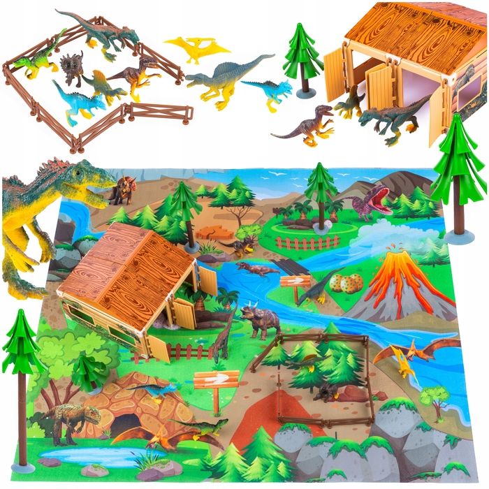 Coffret dinosaures avec tapis et enclos 72 pièces - Kinderplay (KP6798)