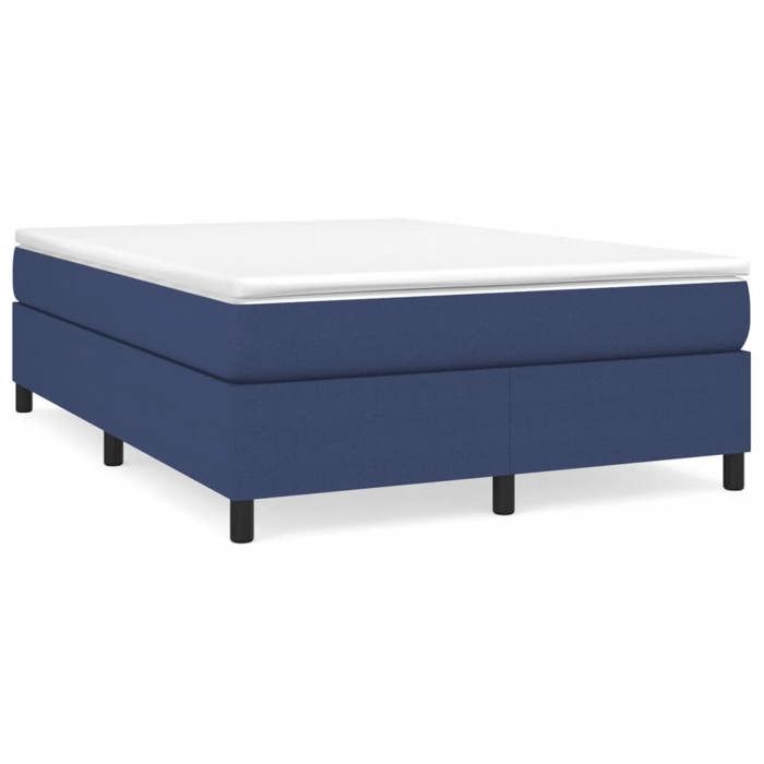 “Winter SaleTOP Chambre Structure de lit Contemporain 2 personnes Bleu - Cadre de lit à ressorts bleu 140x190cm tissu PRO71335