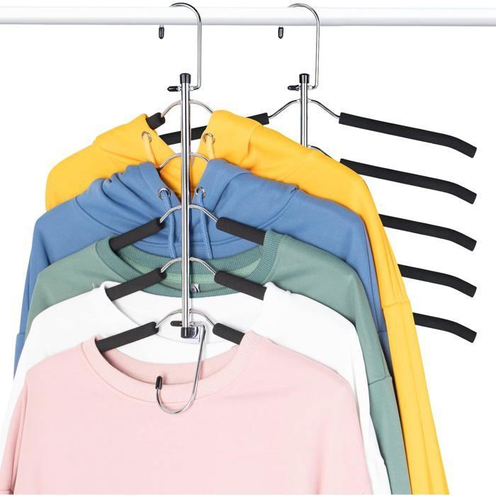 Lot de 2 Cintres Multi-couches Antidérapants Économiseur d Espace pour Manteaux Pantalons Écharpes Organisation Penderie