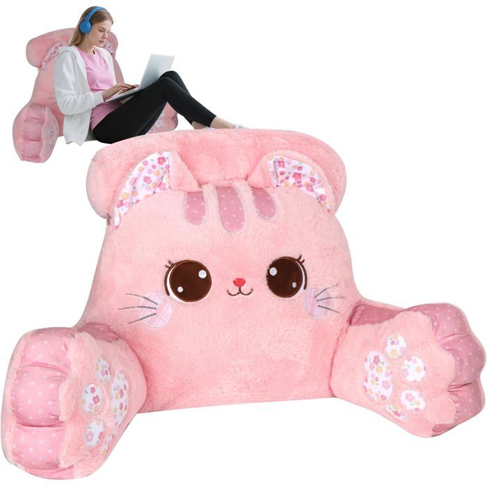 Coussin de Lecture 80 x 50 cm XL Gros Coussin Dorsal Dossier Canapé Flex Confort pour Support Lombaire au Lit (Rose Foncé)