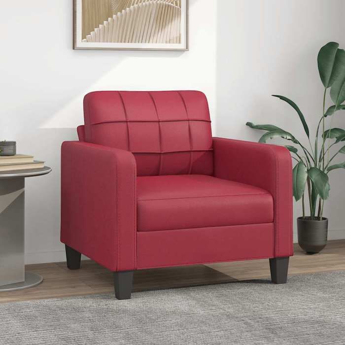 Fauteuil en similicuir - vidaXL - Rouge bordeaux - 60 cm largeur de siège - 78x77x80 cm - Cadre en métal