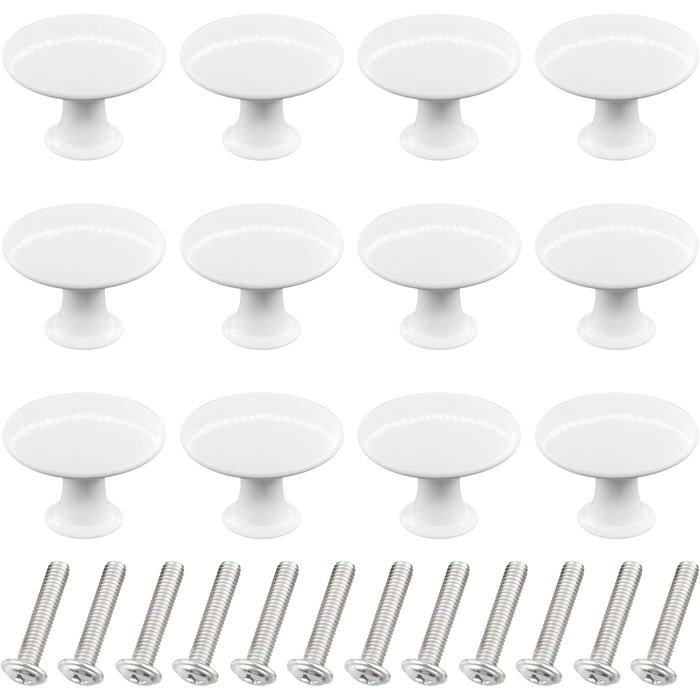 Lot De 22 Boutons Ronds Blancs PVC 35mm - Pour Meubles, Tiroirs, Portes (occasion)