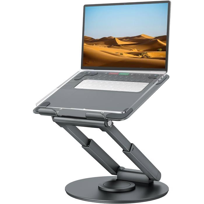 Support Tablette Réglable BHHB – Rotation 360° & Hauteur Ajustable, Compatible IPad, IPhone, Samsung Galaxy, Huawei, Kindle 4,7 à 15,6 Pouces – Noir Stable Et Pliable
