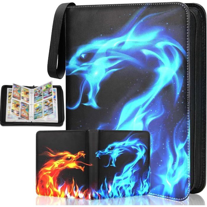Classeur à Cartes 50 Pages, 400 Cartes – Album Zippé Imperméable, Compatibles Sports, Jeu, Collection – Avec Bracelet De Transport